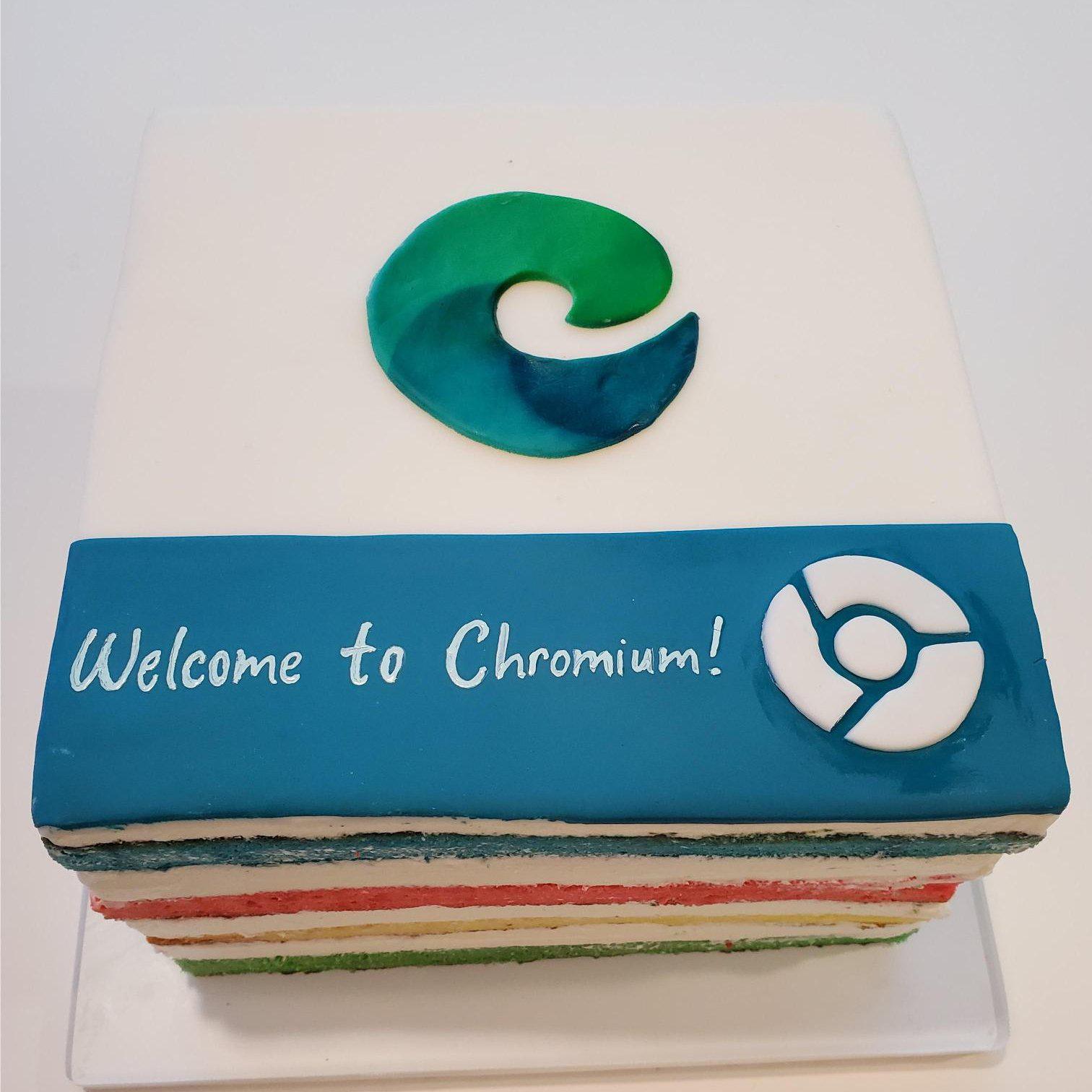 Gâteau envoyé par Google à Microsoft pour la sortie de la version d’Edge basée sur Chromium